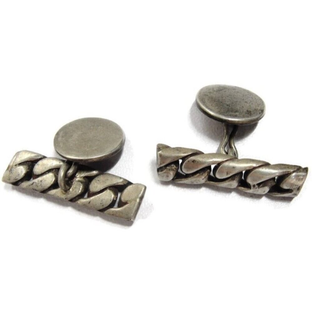 Vintage 925 Solid Link Cufflinks Sterling Wedding… - image 3